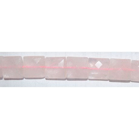 Cuarzo Rosa cuadrado facetada10 mm.