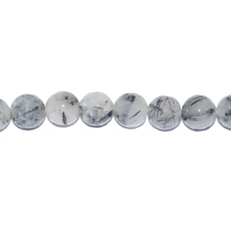 Cuarzo Turmalinado bola facetada 10 mm.