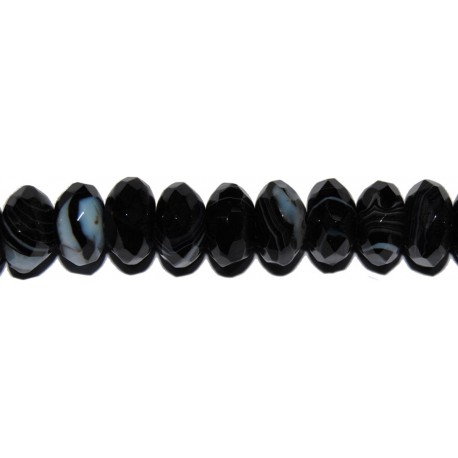 Ágata negra vetada rondel facetado 5*8 mm.